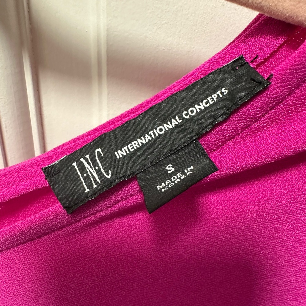 INC International Concepts Fuchsia Ruffle Sleeve Top - Picture 3 of 4